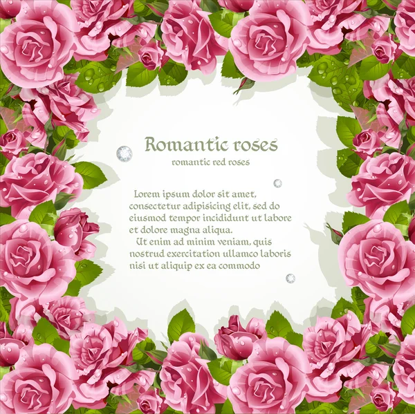 Rahmen aus rosa Rosen — Stockvektor