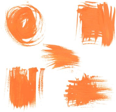 Set texture orange paint smears clipart
