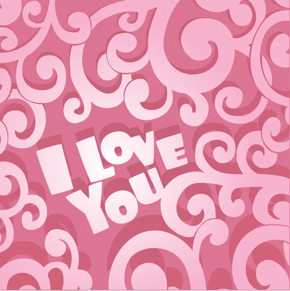 Pink Valentine card I Love You — Stock Vector