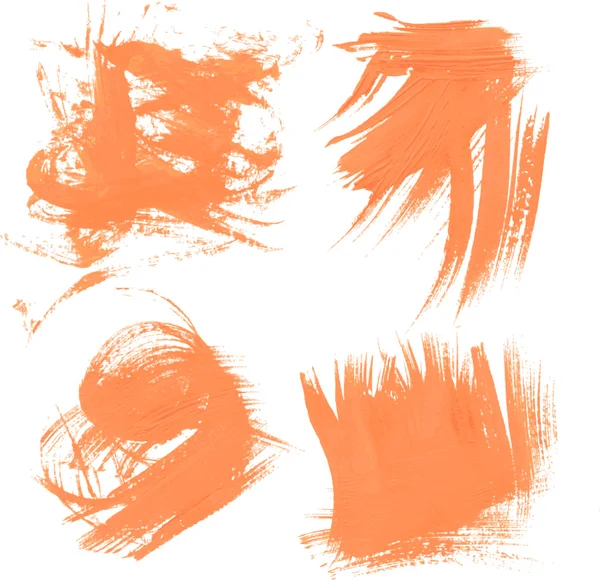 Set texture frottis de peinture orange — Image vectorielle