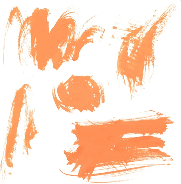 Set textura manchas de pintura naranja — Vector de stock