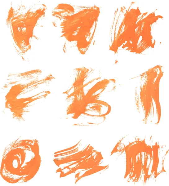 Set texture orange paint smears — Stock Vector