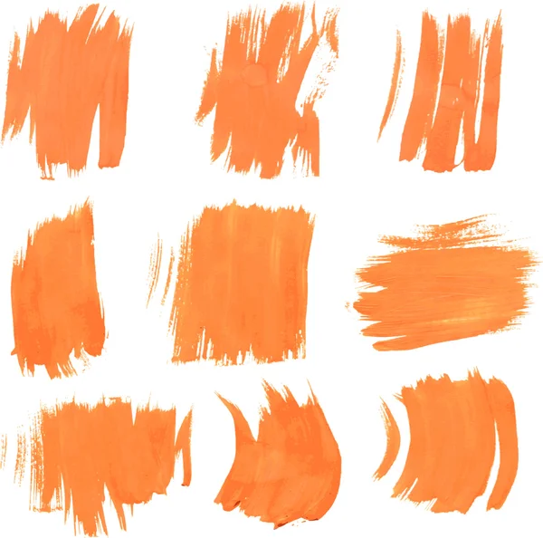 Set textuur oranje verf uitstrijkjes — Stockvector