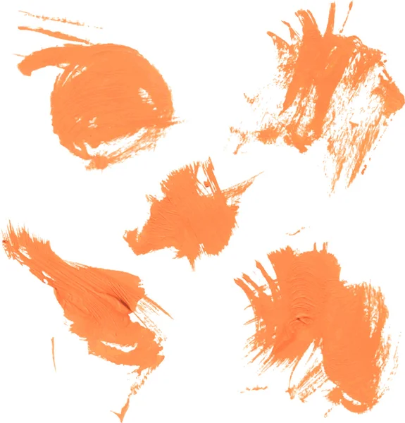 Set textuur oranje verf uitstrijkjes — Stockvector