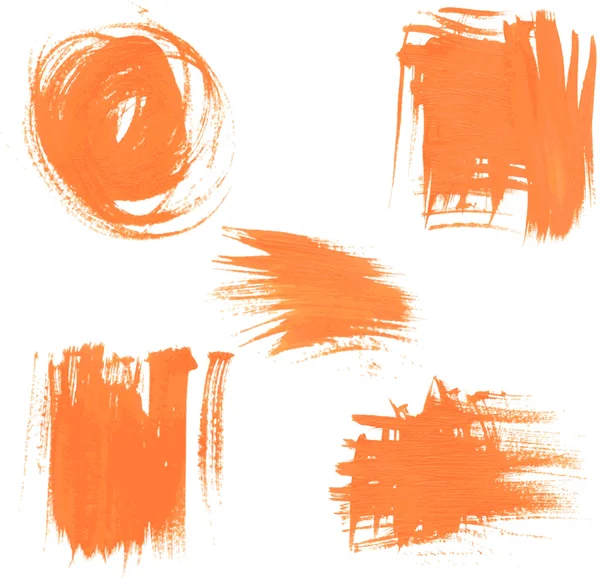 Set texture orange paint smears — Stock Vector