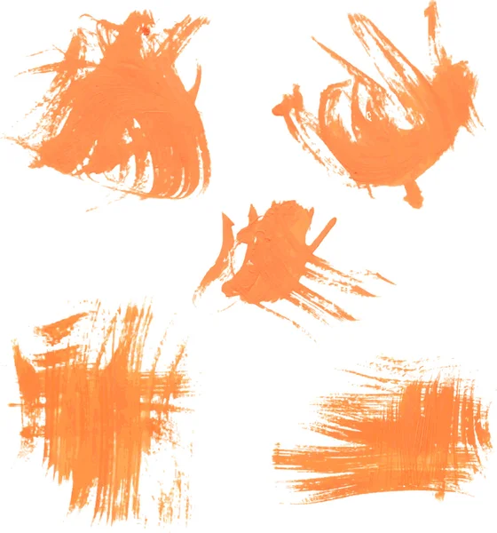 Set textura manchas de pintura naranja — Vector de stock