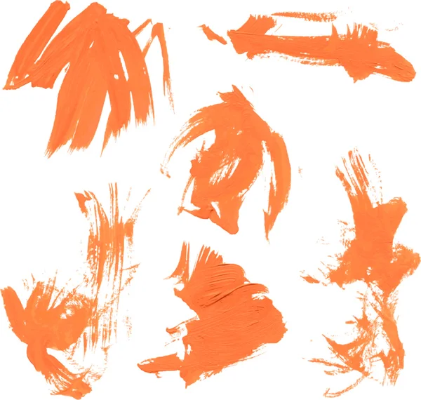 Set textuur oranje verf uitstrijkjes — Stockvector