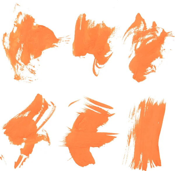 設定されているテクスチャ オレンジ ペンキ塗抹標本 — ストックベクタ