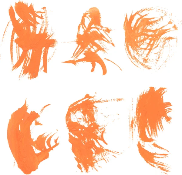 Set textura manchas de pintura naranja — Vector de stock