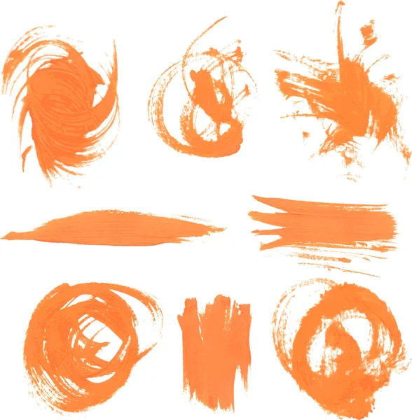 Set textuur oranje verf uitstrijkjes — Stockvector