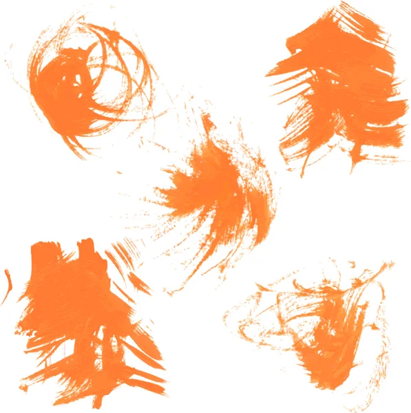 Set textuur oranje verf uitstrijkjes — Stockvector