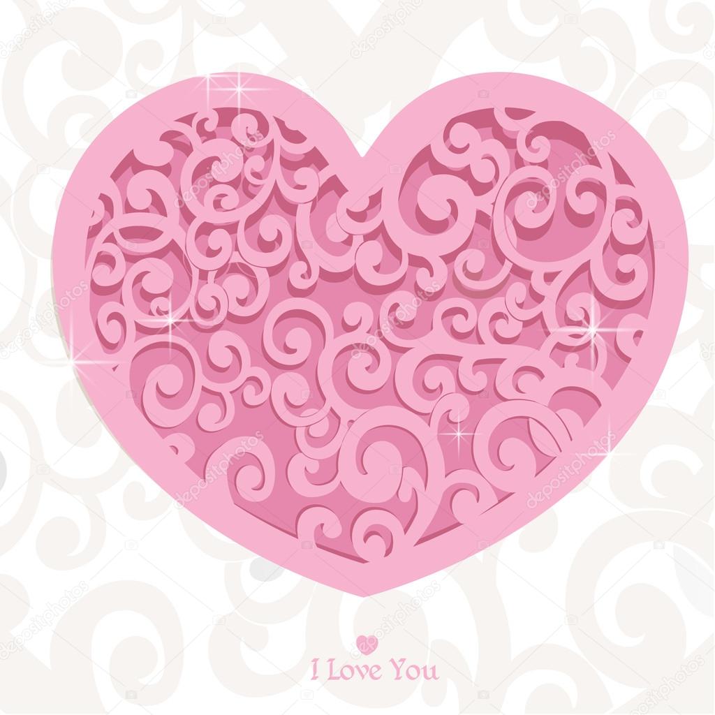 Pink heart Valentine card