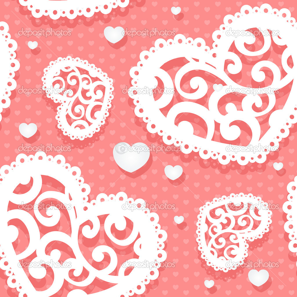 Seamless pattern of appliques of hearts Valentine