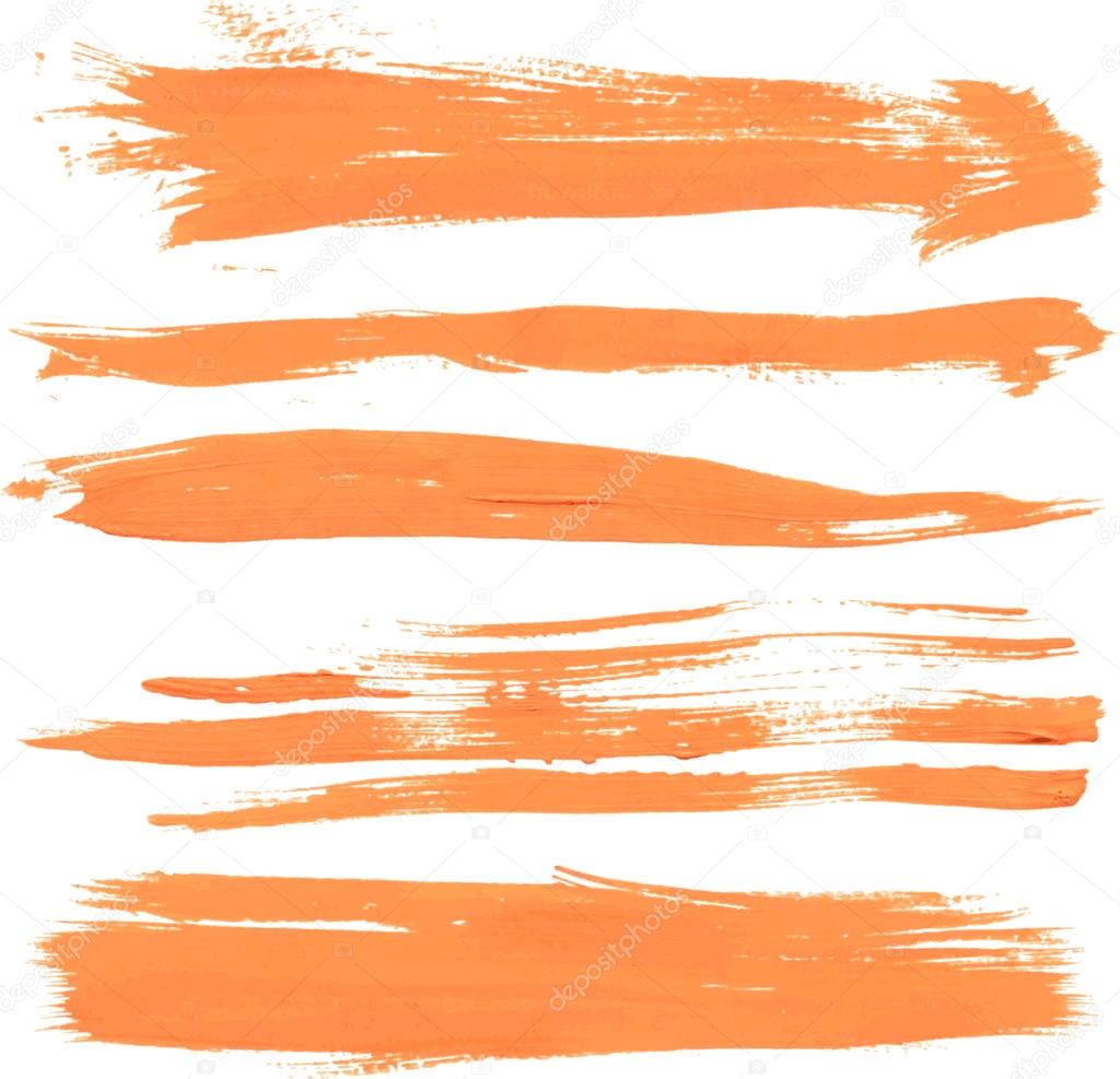 Set texture orange paint smears