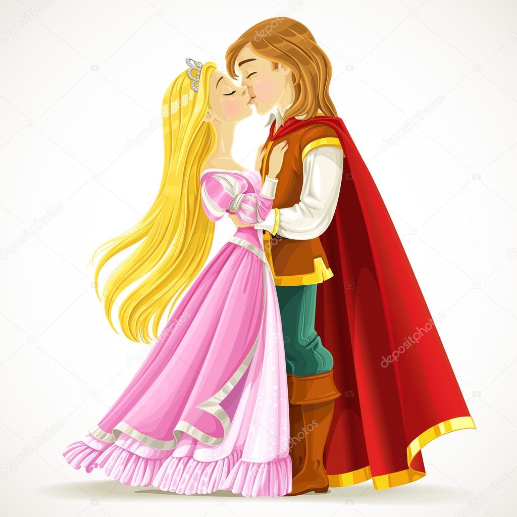 Handsome prince kisses the princess
