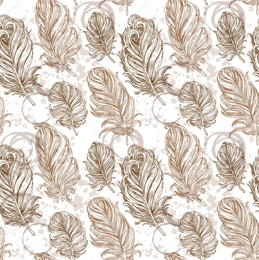 Seamless romantic background from bird feathers