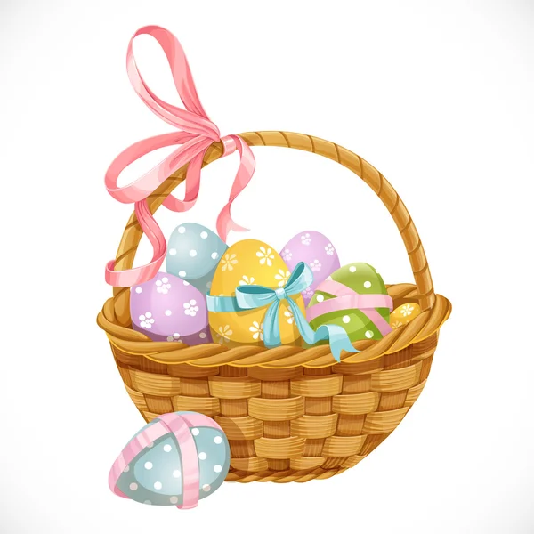 装有复活节彩蛋的篮子 — 图库矢量图片