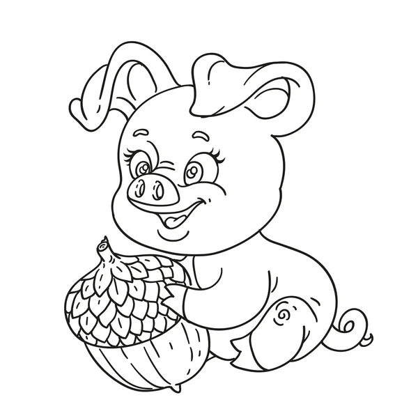 Gliederung niedlichen Cartoon glücklich Schwein — Stockvektor