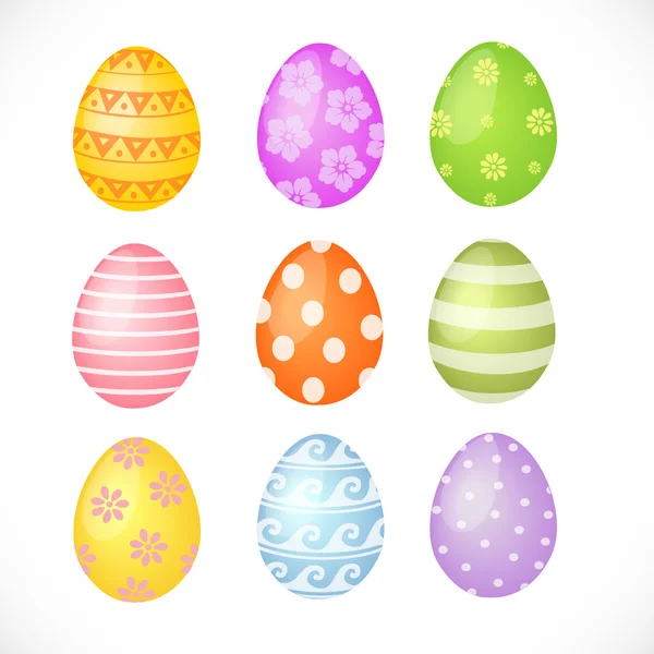Conjunto de huevos de Pascua de colores — Vector de stock