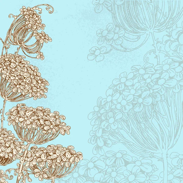 Flores silvestres - fondo vintage paraguas — Vector de stock