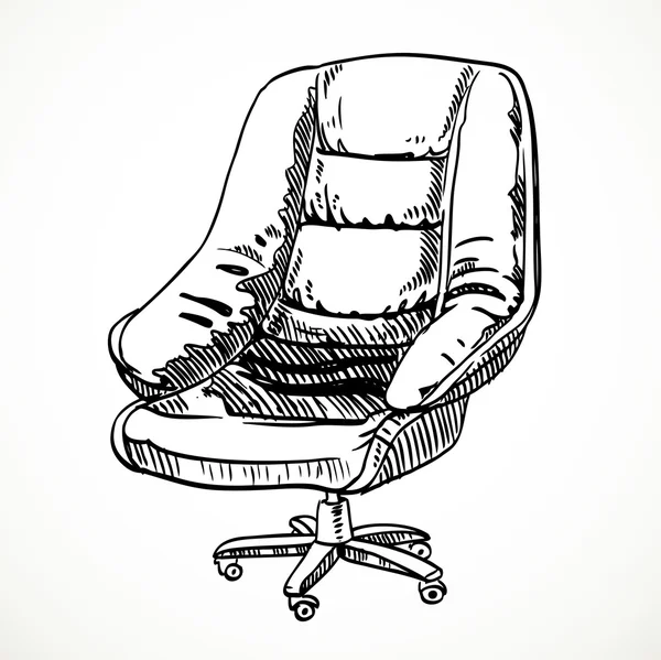 Grande chaise de bureau en cuir croquis — Image vectorielle