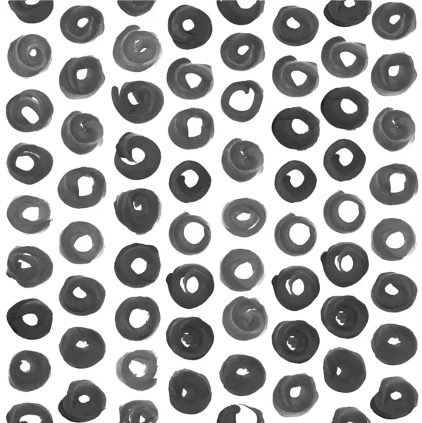 Seamless pattern of black circles painted thick black paint on p — Stock Vector