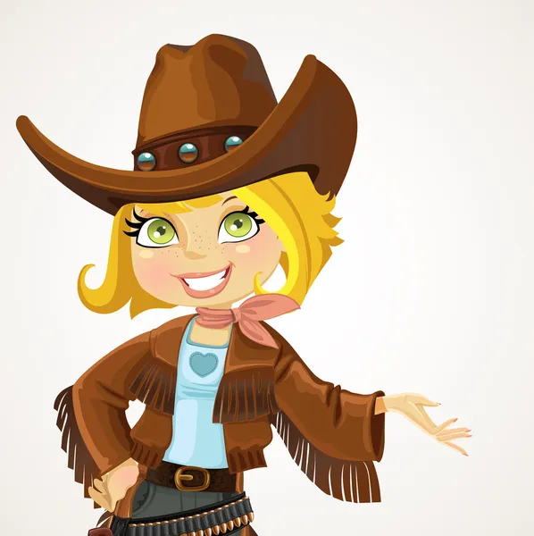 Cowgirl in großen Hut — Stockvektor