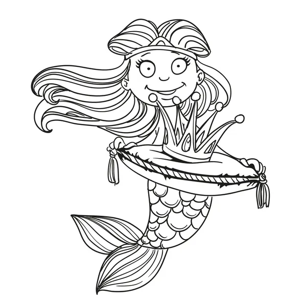 Meerjungfrau halten eine Krone — Stockvektor