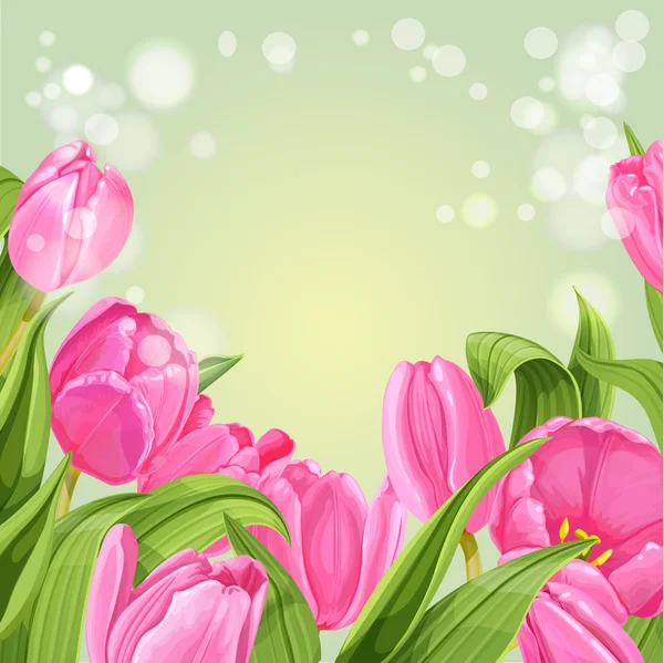 Fondo de tulipanes rosados — Vector de stock
