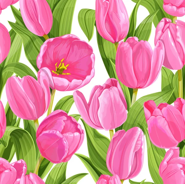Seamless pattern of tulips — Stock Vector