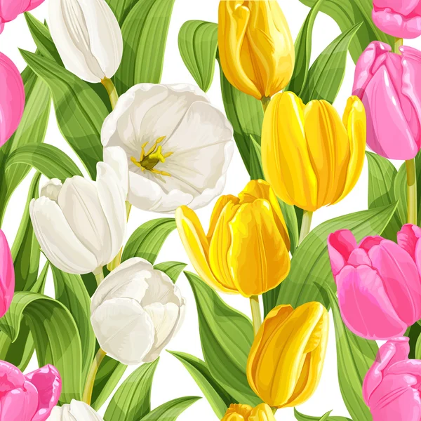 Seamless pattern of tulips — Stock Vector