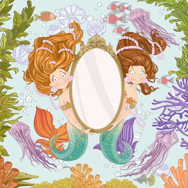 Mermaid with mirror — Stock Vector