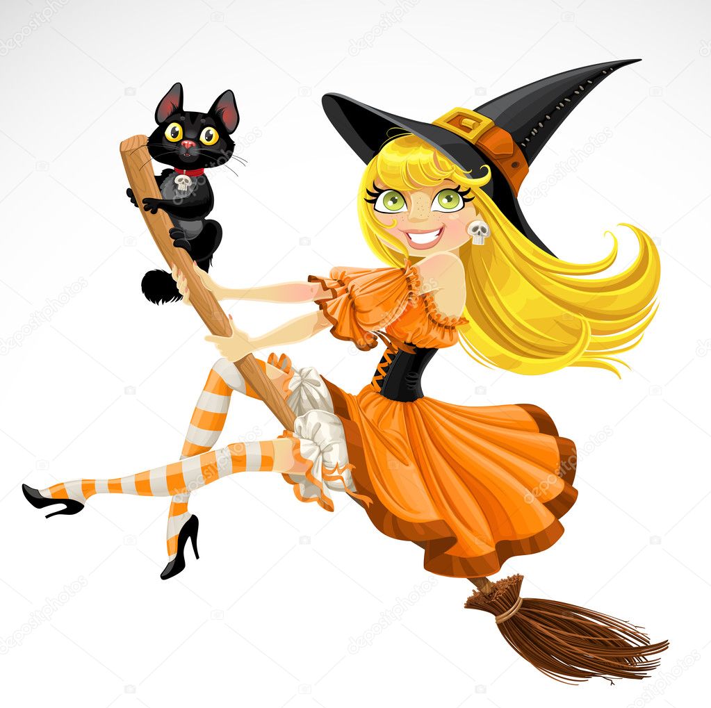 Halloween bruxa vassoura com chapéu imagem vetorial de djv© 267747208