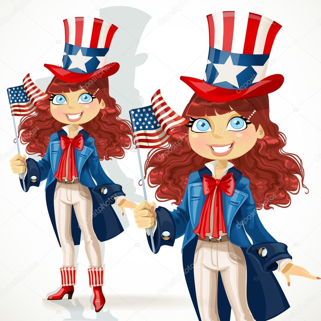 Girl in a suit of Uncle Sam