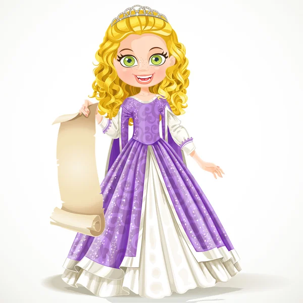 Princesse en robe violette — Image vectorielle