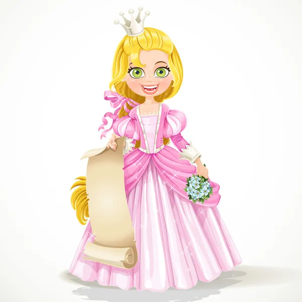 Princesse tenant une feuille de parchemin vierge — Image vectorielle