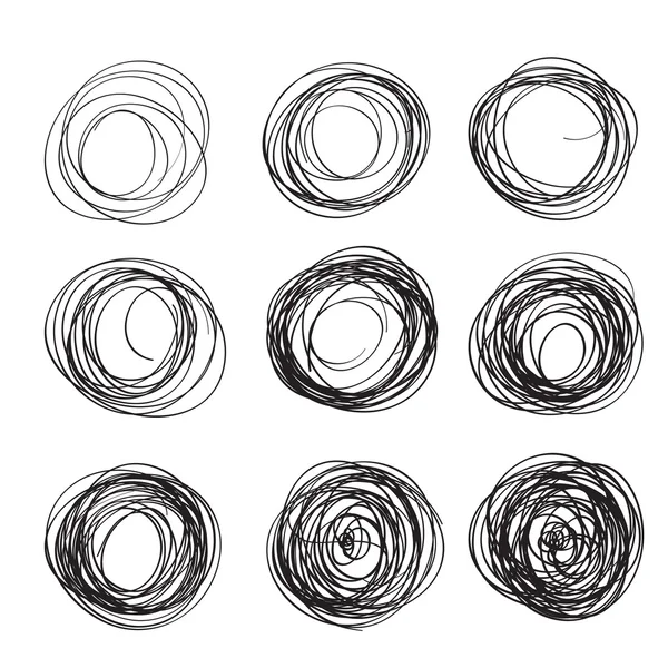 Reihe abstrakter, runder Pinselstriche — Stockvektor