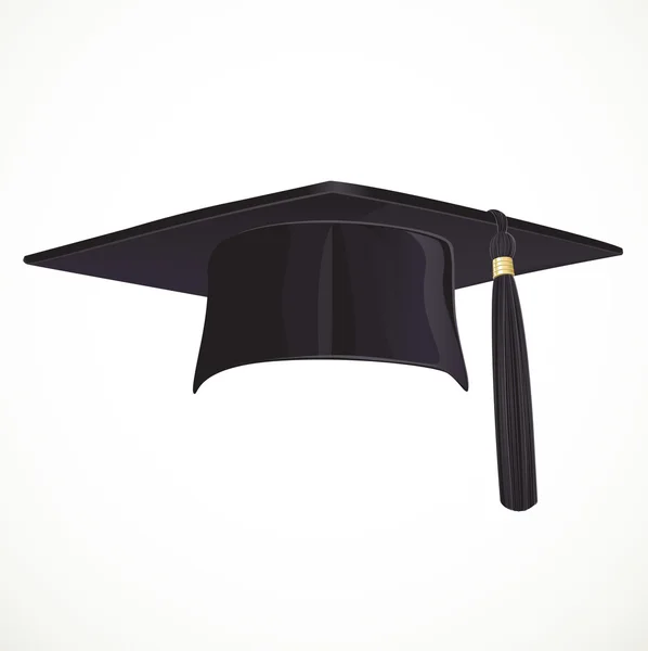 Chapéu acadêmico preto com um borla — Vetor de Stock