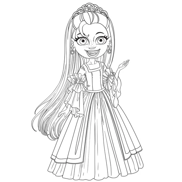 Petite princesse en robe de Tiare et boule — Image vectorielle