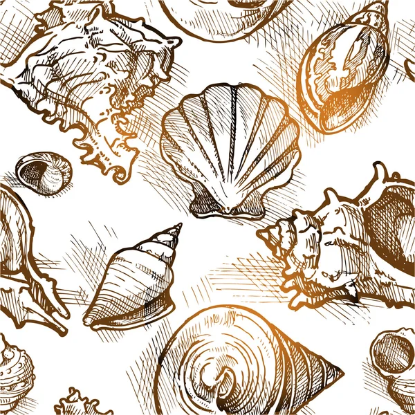 Naadloze patroon van verschillende vormen shell — Stockvector