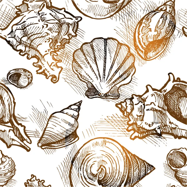 Modèle sans couture de coquille de différentes formes — Image vectorielle