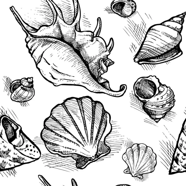 Nahtlose Muster der verschiedenen Formen-shell —  Vetores de Stock