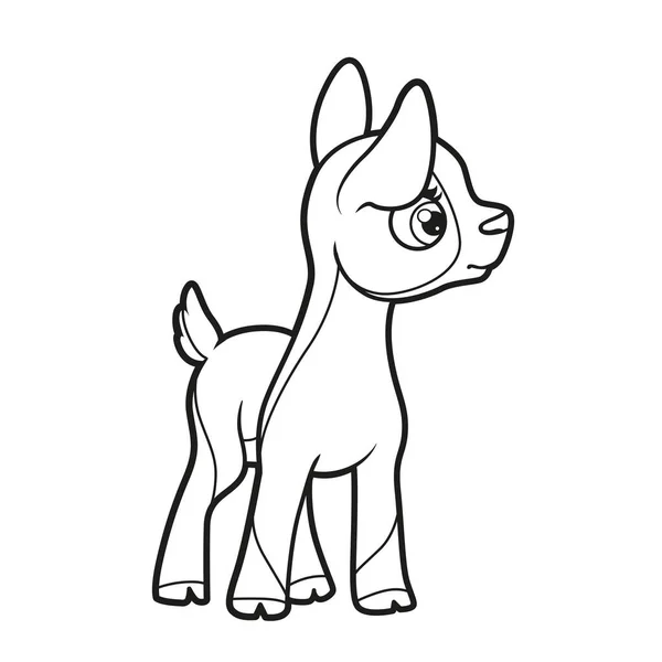Cute Cartoon Goatling Outlined Coloring Page White Background — Stock Vector