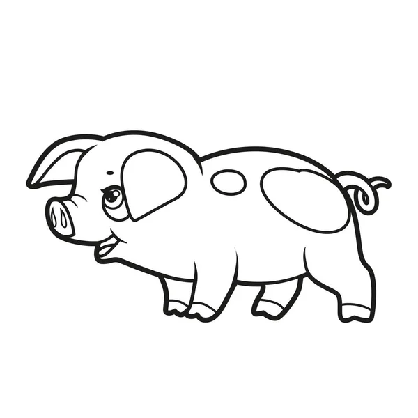 Nettes Cartoon Schwein Für Malbuch Auf Weißem Hintergrund Skizziert — Stockvektor