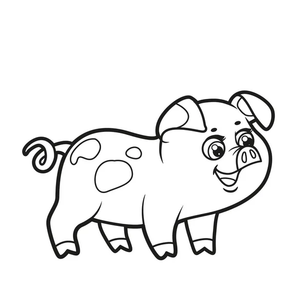 Cochon Curieux Dessin Animé Mignon Esquissé Pour Livre Colorier Sur — Image vectorielle