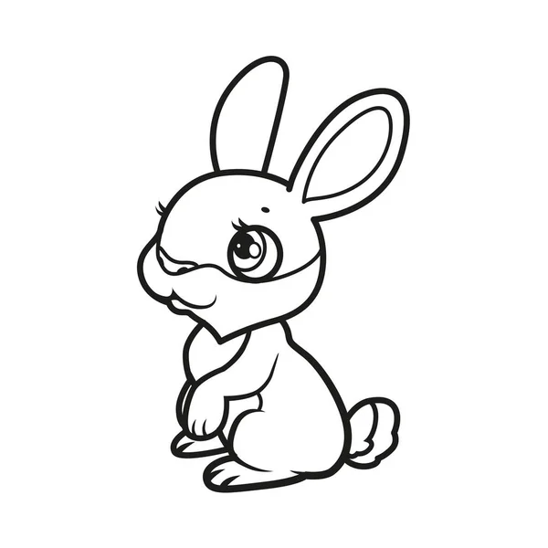 Carino Cartone Animato Baby Coniglio Delineato Libro Colorare Sfondo Bianco — Vettoriale Stock