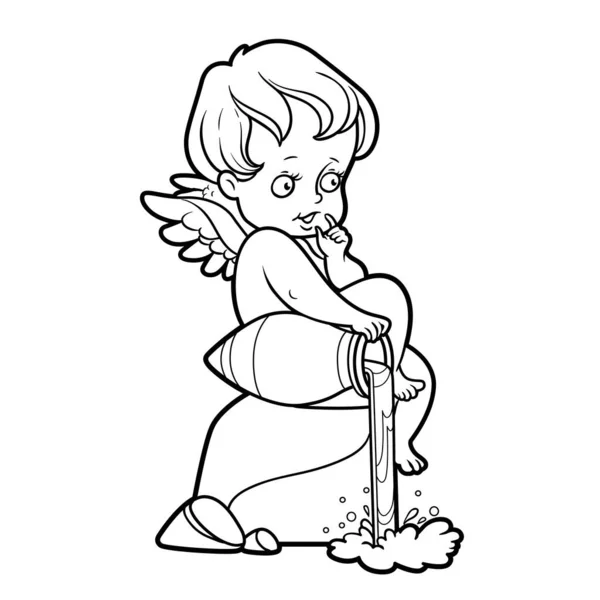 Fontaine Avec Une Figure Cupidon Versant Eau Une Couleur Cruche — Image vectorielle