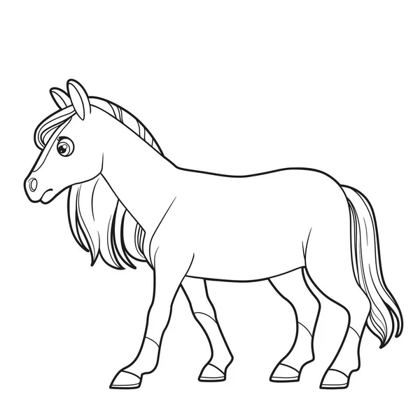 Desenhos Animados Bonitos Passeio Cavalo Contornos Isolados Fundo Branco — Vetor de Stock