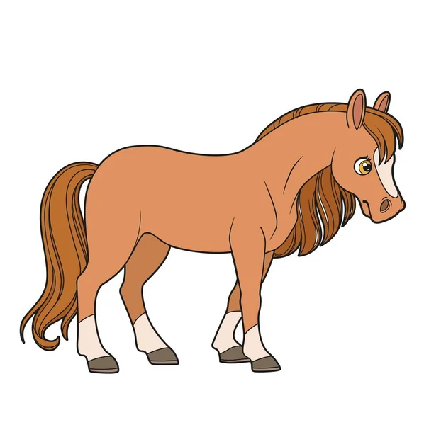 Netter Cartoon Pferd Farbvariante Isoliert Auf Weißem Hintergrund — Stockvektor