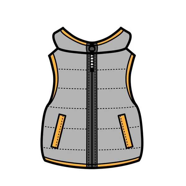 Gilet Matelassé Rembourré Gris Avec Garniture Orange Pour Garçon Variation — Image vectorielle